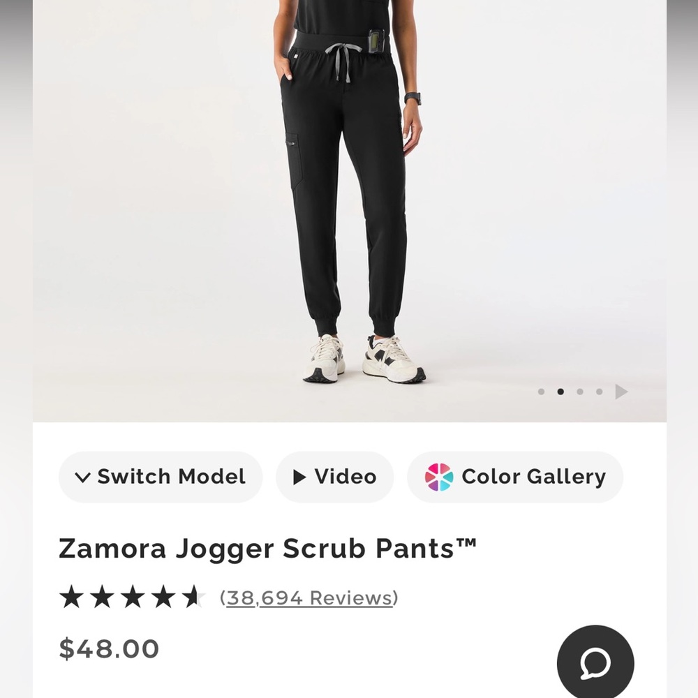 Figs black Zamora jogger scrub bottoms